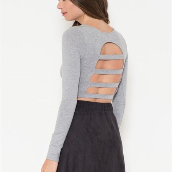 Solemio Tops - Solemio Knit Crop Top with Cutout Back